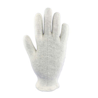 Baumwoll-Trikot-Handschuh, natur, Standard Qualität, gesäumt