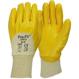 Arbeitshandschuh Basic Nitril-Handschuh, gelb, 3/4 beschichtet, Strickbund