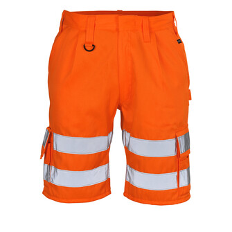 MASCOT® Safe Classic Pisa Shorts, Die Oberflächenbehandlung macht das Produkt schmutzabweisend und sorgt für hohe Sichtbarkeit, Strapazierfähige, dreifache Kappnähte an den Beinen und im Schritt verlängern die Lebensdauer des Produktes, D-Ring aus flexiblem Material, das nichts zerkratzt, Verstellbare Hammerschlaufe, Zollstocktasche