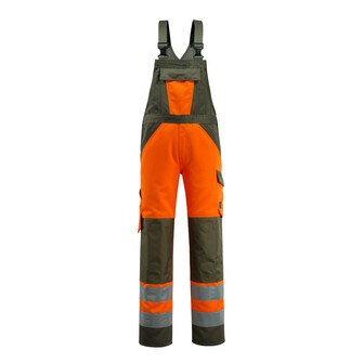 MASCOT® Latzhose Gosford, fluoreszierend, zweifarbig, dreifache Kappnähte an den Beinen und im Schritt, Hosenbeine sind ergonomisch geformt