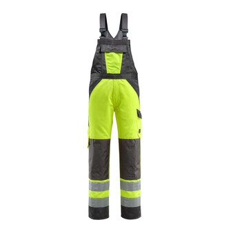 MASCOT® Latzhose Gosford, fluoreszierend, zweifarbig, dreifache Kappnähte an den Beinen und im Schritt, Hosenbeine sind ergonomisch geformt