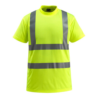 MASCOT® Townsville, T-Shirt, Fluoreszierend, mit Reflexschulterstreifen und waagerechten Reflexen. Runder Halsausschnitt, Rippenbündchen am Hals