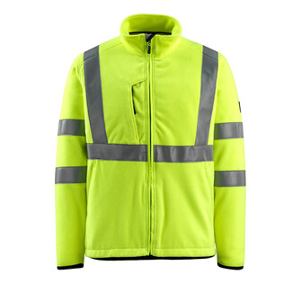 MASCOT® Mildura Fleecejacke, Fluoreszierend, mit Reflexschulterstreifen und waagerechten Reflexen, Stehkragen, Verschluss mit Reißverschluss und inwendiger Wetterschutzleiste, Brusttasche mit Reißverschluss, Vordertaschen, Innentaschen, Gummizug an den Handgelenken