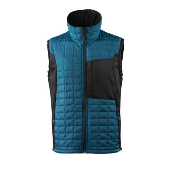 MASCOT® ADVANCED Thermoweste, zweifarbig. wasserabweisend. Mit CLIMASCOT® Lightweight Insulation. Stehkragen. Verschluss mit Reißverschluss und inwendiger Wetterschutzleiste. Brusttasche mit Reißverschluss. Vordertaschen mit Reißverschluss. Innentaschen. Gummizug an den Ärmelausschnitten. Stretchstoff an den Seiten. Gummizug in der Unterkante, regulierbar. Reflexeffekte