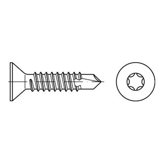 Bohrschrauben DIN 7504 Stahl gal vz Senkkopf mit Torx 2,9 x 13