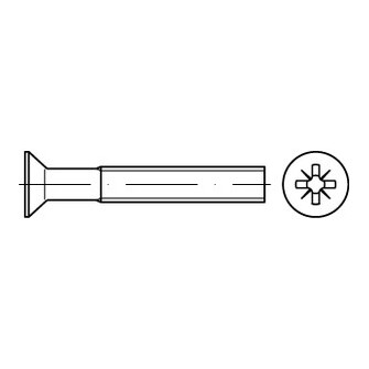 Senkschrauben DIN 965 / ISO 7046 Pozidriv-Kreuzschlitz 4.8 gal vz M 2,5 x 4