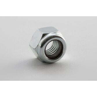 Stoppmuttern DIN 6924 / ISO 7040 8 gal vz M 10 Sechskantmuttern mit Klemmteil, mit nichtmetallischem Einsatz, hohe Form, mit wärmestabilisiertem Polyamid-Klemmring