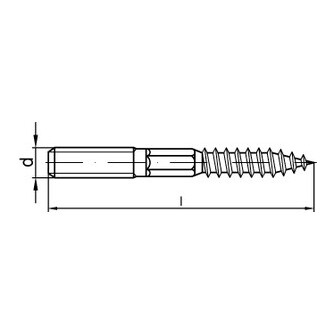 Stockschrauben ohne Schlüsselfläche A4 M 6 x 170