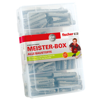 fischer Meister-Box UX/UX R: die praktische Sortimentsbox mit fischer Universaldübel UX 6, UX 8, UX 10, UX 6 R und UX 8 R