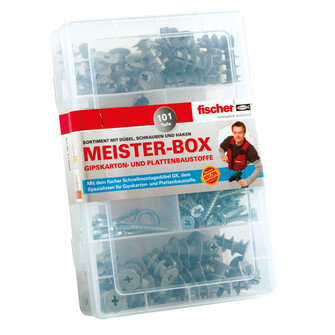 fischer Meister-Box GK: die praktische Aufbewahrung mit fischer Gipskartondübel GK, Schrauben, Haken und Setzwerkzeug
