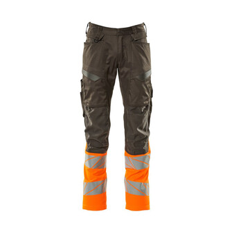MASCOT® Accel. Safe Hose mit Knietaschen, Stretch-Einsätze Hose, Leichte und starke Stoffqualität mit Ripstop Ripstop ist eine besonders reißfeste Webung, die dafür sorgt, dass der Stoff lange hält, Das Produkt ist eine Kombination aus festem Stoff und Stretchgewebe Das Stretchgewebe befindet sich dort, wo zusätzliche Bewegungsfreiheit erforderlich ist, Ergonomisch geschnittene Hosenbeine