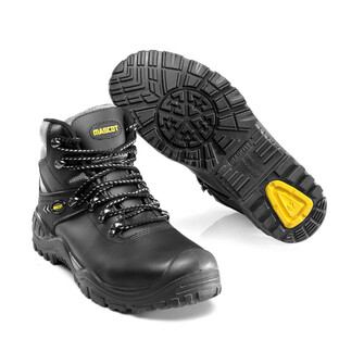 MASCOT® Elbrus Sicherheitsstiefel S3, Zehenschutzkappe aus Aluminium, ergonomisch geformt. Nageldurchtrittschutz aus Stahl. Mit stabilisierendem Multifunktionsgelenk mit integriertem Komfortschaum. Laufsohle aus PU/Gummi, extrem rutschhemmend. Einlegesohlen sind auswechselbar, antistatisch sowie strapazierfähig. Feuchtigkeit wird aufgenommen und effektiv wieder abgegeben. Spitzenschutz aus PU, angespritzt. Sohle ist öl- und benzinbeständig und gegenüber gewissen Chemikalien resistent