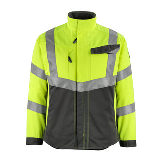 MASCOT® Safe Supreme Arbeitsjacke Oxford, Fluoreszierend und mit Reflexschulterstreifen sowie schrägverlaufenden Reflexen, zweifarbig, Teflon® macht das Produkt schmutzabweisend