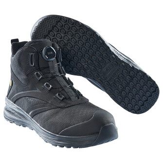 MASCOT® Footwear Sicherheitsstiefel S1P mit BOA® Sicherheitsstiefelette, Das BOA® Fit-System besteht aus besonders strapazierfähigen, hochwertigen Materialien Mit BOA® können Sie Schuhe schnell und mühelos durch einfaches Drehen perfekt anpassen, Das Obermaterial ist atmungsaktiv und leitet Feuchtigkeit und Wärme von den Füßen ab, was für guten Fußkomfort sorgt, Das Obermaterial besteht aus strapazierfähigem Polyester, Die Zehenschutzkappe ist aus Carbonfaser, einem sehr leichten und starken Material Die Zehenschutzkappe ist außergewöhnlich stark und widerstandsfähig gegen Stöße und Druck, Zwischensohle aus XL EXTRALIGHT® EVA und Laufsohle aus extrem rutschhemmend Gummi, Die Sohle ist öl- und benzinbeständig, ESD geprüft nach EN IEC 61340-4-3, 2018 + EN 61340-5-1, 2016, Stabilisierendes, MASCOT-patentiertes Multifunktionsgelenk