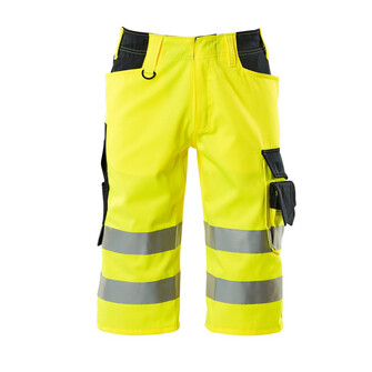 MASCOT® Safe Supreme Luton Dreiviertel-Hose, Strapazierfähige, dreifache Kappnähte an den Beinen und im Schritt verlängern die Lebensdauer des Produktes, Die Oberflächenbehandlung macht das Produkt schmutzabweisend und sorgt für hohe Sichtbarkeit, Platz für das nachträgliche Anbringen eines Wäsche-Chips, Ergonomisch geschnittene Hosenbeine, die nach den natürlichen Bewegungen des Körpers geformt wurden, Das Produkt ist für Industriewäsche geeignet