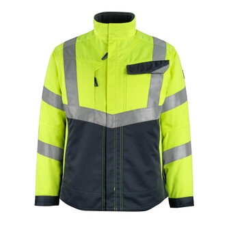 MASCOT® Safe Supreme Arbeitsjacke Oxford, Fluoreszierend und mit Reflexschulterstreifen sowie schrägverlaufenden Reflexen, zweifarbig, Teflon® macht das Produkt schmutzabweisend