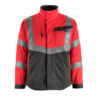 MASCOT® Safe Supreme Arbeitsjacke Oxford, Fluoreszierend und mit Reflexschulterstreifen sowie schrägverlaufenden Reflexen, zweifarbig, Teflon® macht das Produkt schmutzabweisend