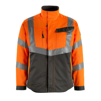 MASCOT® Safe Supreme Arbeitsjacke Oxford, Fluoreszierend und mit Reflexschulterstreifen sowie schrägverlaufenden Reflexen, zweifarbig, Teflon® macht das Produkt schmutzabweisend