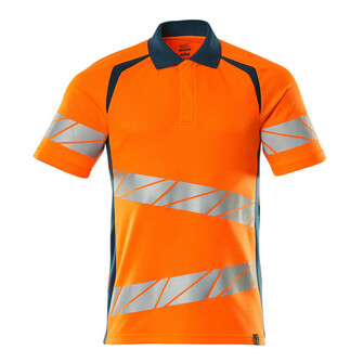 MASCOT® Accel. Safe Polo-Shirt, moderne Passform Polo-shirt, Bei diesem Gewebe liegt Polyester auf der Außenseite für mehr Strapazierfähigkeit sowie Farbechtheit und Baumwolle auf der Innenseite für mehr Komfort, Moderne, körpernahe Passform mit viel Bewegungsfreiheit, Mehr Bewegungsfreiheit durch elastische Reflexe, Die Nähte im Nacken sind mit einem weichem, gepolstertem Material verdeckt, so dass diese nicht stören