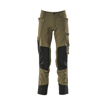 MASCOT® Advanced Hose, hat ein wasserabweisendes Finish. Vier-Wege-Stretchstoff mit geringem Gewicht und hoher Strapazierfähigkeit. Knietaschen aus strapazierfähigem CORDURA (500 D). Reflexeffekte