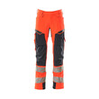 MASCOT® Accel. Safe Hose mt Knietaschen, ULTIMATE STRETCH Hose, Der Stretchstoff ist in alle Richtungen elastisch und bietet eine unübertroffene Bewegungsfreiheit, wo nichts spannt oder stört, Der multifunktionelle Stretchstoff kombiniert ein niedriges Gewicht mit sehr hoher Strapazierfähigkeit und ist darüber hinaus wasserabweisend, Das Produkt ist für Industriewäsche geeignet, Effektive Belüftung am Bein durch Reißverschluss am Oberschenkel, Zollstocktasche mit Kevlar®-Verstärkungen - besonders widerstandsfähig gegen spitze und scharfe Gegenstände, Vorbereitet für Hängetaschen 19450-126, die mit Knöpfen befestigt werden, Die Knietaschen aus strapazierfähigem CORDURA®-Gewebe sind regulierbar, so dass der Knieschutz immer optimal platziert ist, Zertifiziert für die Verwendung zusammen mit dem MASCOT-Kniepolstertyp SHORT oder LONG, da die Kniepolstertasche höhenverstellbar ist