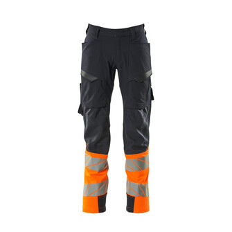 MASCOT® Accel. Safe Hose, Schenkeltaschen, ULTIMATE STRETCH Hose, Der Stretchstoff ist in alle Richtungen elastisch und bietet eine unübertroffene Bewegungsfreiheit, wo nichts spannt oder stört, Der multifunktionelle Stretchstoff kombiniert ein niedriges Gewicht mit sehr hoher Strapazierfähigkeit und ist darüber hinaus wasserabweisend, Ergonomisch geschnittene Hosenbeine, die nach den natürlichen Bewegungen des Körpers geformt wurden, Verstärkung aus CORDURA® (1000 D) an den Knien, Standardmäßig in drei verschiedenen Schrittlängen erhältlich, für die individuell beste Passform und die am besten platzierten Details, Das Produkt ist für Industriewäsche geeignet