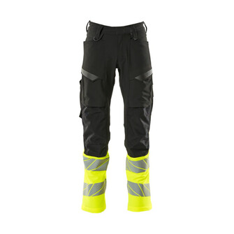 MASCOT® Accel. Safe Hose mit Knietaschen, ULTIMATE STRETCH Hose, Der Stretchstoff ist in alle Richtungen elastisch und bietet eine unübertroffene Bewegungsfreiheit, wo nichts spannt oder stört, Der multifunktionelle Stretchstoff kombiniert ein niedriges Gewicht mit sehr hoher Strapazierfähigkeit und ist darüber hinaus wasserabweisend, Ergonomisch geschnittene Hosenbeine