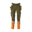 MASCOT® Accel. Safe Hose mit Hängetaschen, ULTIMATE STRETCH Hose, Der Stretchstoff ist in alle Richtungen elastisch und bietet eine unübertroffene Bewegungsfreiheit, wo nichts spannt oder stört, Der multifunktionelle Stretchstoff kombiniert ein niedriges Gewicht mit sehr hoher Strapazierfähigkeit und ist darüber hinaus wasserabweisend, Hängetaschen mit Kevlar® und CORDURA®-Gewebe Verstärkungen, Abnehmbare Hängetaschen, Effektive Belüftung am Bein durch Reißverschluss am Oberschenkel, Zollstocktasche mit Kevlar®-Verstärkungen - besonders widerstandsfähig gegen spitze und scharfe Gegenstände, Knietaschen aus in zwei Richtungen dehnbarem CORDURA®, die zusätzliche Bewegungsfreiheit beim Knien bieten, Die Knietaschen sind höhenverstellbar, so dass der Knieschutz optimal an den Knien platziert ist, Zertifiziert für die Verwendung zusammen mit dem MASCOT-Kniepolstertyp SHORT oder LONG, da die Kniepolstertasche höhenverstellbar ist