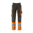 MASCOT® Safe Supreme Leeds Hose, Strapazierfähige, dreifache Kappnähte an den Beinen und im Schritt verlängern die Lebensdauer des Produktes, Die Oberflächenbehandlung macht das Produkt schmutzabweisend und sorgt für hohe Sichtbarkeit, Einfaches Verlängern der Hose um 3cm, durch auftrennen der roten Naht auf der Innenseite