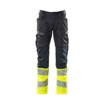 MASCOT® Accel. Safe Hose mit Knietaschen, Stretch-Einsätze Hose, Leichte und starke Stoffqualität mit Ripstop Ripstop ist eine besonders reißfeste Webung, die dafür sorgt, dass der Stoff lange hält, Das Produkt ist eine Kombination aus festem Stoff und Stretchgewebe Das Stretchgewebe befindet sich dort, wo zusätzliche Bewegungsfreiheit erforderlich ist, Ergonomisch geschnittene Hosenbeine