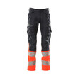 MASCOT® Accel. Safe Hose mit Knietaschen, Stretch-Einsätze Hose, Leichte und starke Stoffqualität mit Ripstop Ripstop ist eine besonders reißfeste Webung, die dafür sorgt, dass der Stoff lange hält, Das Produkt ist eine Kombination aus festem Stoff und Stretchgewebe Das Stretchgewebe befindet sich dort, wo zusätzliche Bewegungsfreiheit erforderlich ist, Ergonomisch geschnittene Hosenbeine