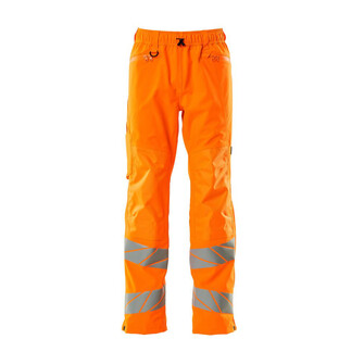 MASCOT® Accel. Safe Überziehhose mit leichtem Futter Überziehhose, Atmungsaktiv, wind- und wasserdicht mit getapten Nähten, Äußerst strapazierfähig, Ergonomisch geschnittene Hosenbeine, die nach den natürlichen Bewegungen des Körpers geformt wurden, Gummizug und Zugband am Bund, Reißverschluss an der Beinaußenseite, Zertifiziert für die Verwendung zusammen mit dem MASCOT-Kniepolstertyp SHORT oder LONG, da die Kniepolstertasche höhenverstellbar ist