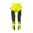 MASCOT® Accel. Safe Hose mit Hängetaschen, ULTIMATE STRETCH Hose, Der Stretchstoff ist in alle Richtungen elastisch und bietet eine unübertroffene Bewegungsfreiheit, wo nichts spannt oder stört, Der multifunktionelle Stretchstoff kombiniert ein niedriges Gewicht mit sehr hoher Strapazierfähigkeit und ist darüber hinaus wasserabweisend, Effektive Belüftung am Bein durch Reißverschluss am Oberschenkel, Hängetaschen mit Kevlar® und CORDURA®-Gewebe Verstärkungen, Abnehmbare Hängetaschen, Zollstocktasche mit Kevlar®-Verstärkungen - besonders widerstandsfähig gegen spitze und scharfe Gegenstände, Knietaschen aus in zwei Richtungen dehnbarem CORDURA®, die zusätzliche Bewegungsfreiheit beim Knien bieten, Die Knietaschen sind höhenverstellbar, so dass der Knieschutz optimal an den Knien platziert ist, Zertifiziert für die Verwendung zusammen mit dem MASCOT-Kniepolstertyp SHORT oder LONG, da die Kniepolstertasche höhenverstellbar ist