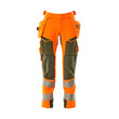 MASCOT® Accel. Safe Hose mit Hängetaschen, ULTIMATE STRETCH Hose, Der Stretchstoff ist in alle Richtungen elastisch und bietet eine unübertroffene Bewegungsfreiheit, wo nichts spannt oder stört, Der multifunktionelle Stretchstoff kombiniert ein niedriges Gewicht mit sehr hoher Strapazierfähigkeit und ist darüber hinaus wasserabweisend, Effektive Belüftung am Bein durch Reißverschluss am Oberschenkel, Hängetaschen mit Kevlar® und CORDURA®-Gewebe Verstärkungen, Abnehmbare Hängetaschen, Zollstocktasche mit Kevlar®-Verstärkungen - besonders widerstandsfähig gegen spitze und scharfe Gegenstände, Knietaschen aus in zwei Richtungen dehnbarem CORDURA®, die zusätzliche Bewegungsfreiheit beim Knien bieten, Die Knietaschen sind höhenverstellbar, so dass der Knieschutz optimal an den Knien platziert ist, Zertifiziert für die Verwendung zusammen mit dem MASCOT-Kniepolstertyp SHORT oder LONG, da die Kniepolstertasche höhenverstellbar ist