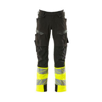 MASCOT® Accel. Safe Hose mt Knietaschen, ULTIMATE STRETCH Hose, Der Stretchstoff ist in alle Richtungen elastisch und bietet eine unübertroffene Bewegungsfreiheit, wo nichts spannt oder stört, Der multifunktionelle Stretchstoff kombiniert ein niedriges Gewicht mit sehr hoher Strapazierfähigkeit und ist darüber hinaus wasserabweisend, Das Produkt ist für Industriewäsche geeignet, Effektive Belüftung am Bein durch Reißverschluss am Oberschenkel, Ergonomisch geschnittene Hosenbeine, die nach den natürlichen Bewegungen des Körpers geformt wurden, Vorbereitet für Hängetaschen 19450-126, die mit Knöpfen befestigt werden, Die Knietaschen aus strapazierfähigem CORDURA®-Gewebe sind regulierbar, so dass der Knieschutz immer optimal platziert ist, Zertifiziert für die Verwendung zusammen mit dem MASCOT-Kniepolstertyp SHORT oder LONG, da die Kniepolstertasche höhenverstellbar ist