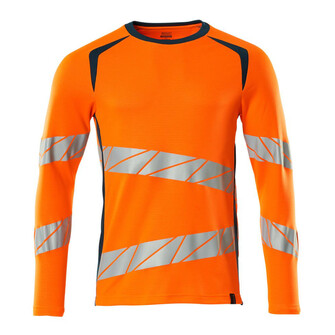 MASCOT® Accel. Safe T-Shirt, Langarm, moderne Passform T-shirt, Bei diesem Gewebe liegt Polyester auf der Außenseite für mehr Strapazierfähigkeit sowie Farbechtheit und Baumwolle auf der Innenseite für mehr Komfort, Moderne, körpernahe Passform mit viel Bewegungsfreiheit, Mehr Bewegungsfreiheit durch elastische Reflexe, Die Nähte im Nacken sind mit einem weichem, gepolstertem Material verdeckt, so dass diese nicht stören