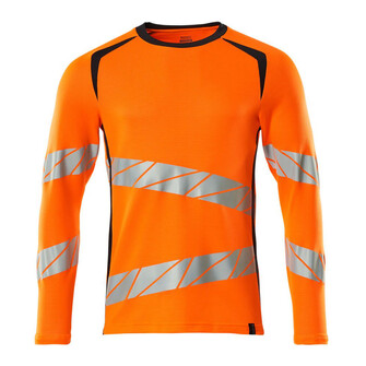 MASCOT® Accel. Safe T-Shirt, Langarm, moderne Passform T-shirt, Bei diesem Gewebe liegt Polyester auf der Außenseite für mehr Strapazierfähigkeit sowie Farbechtheit und Baumwolle auf der Innenseite für mehr Komfort, Moderne, körpernahe Passform mit viel Bewegungsfreiheit, Mehr Bewegungsfreiheit durch elastische Reflexe, Die Nähte im Nacken sind mit einem weichem, gepolstertem Material verdeckt, so dass diese nicht stören