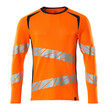 MASCOT® Accel. Safe T-Shirt, Langarm, moderne Passform T-shirt, Bei diesem Gewebe liegt Polyester auf der Außenseite für mehr Strapazierfähigkeit sowie Farbechtheit und Baumwolle auf der Innenseite für mehr Komfort, Moderne, körpernahe Passform mit viel Bewegungsfreiheit, Mehr Bewegungsfreiheit durch elastische Reflexe, Die Nähte im Nacken sind mit einem weichem, gepolstertem Material verdeckt, so dass diese nicht stören