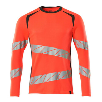 MASCOT® Accel. Safe T-Shirt, Langarm, moderne Passform T-shirt, Bei diesem Gewebe liegt Polyester auf der Außenseite für mehr Strapazierfähigkeit sowie Farbechtheit und Baumwolle auf der Innenseite für mehr Komfort, Moderne, körpernahe Passform mit viel Bewegungsfreiheit, Mehr Bewegungsfreiheit durch elastische Reflexe, Die Nähte im Nacken sind mit einem weichem, gepolstertem Material verdeckt, so dass diese nicht stören