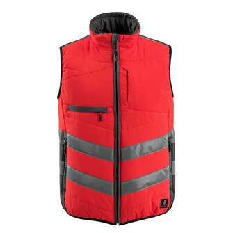 MASCOT® Grimsby Warnschutzweste, Fluoreszierend und mit schrägverlaufenden Reflexen, Zweifarbig, Atmungsaktiv, winddicht und wasserabweisend, Wattiert mit Polyesterfüllung, Verschluss mit Reißverschluss und inwendiger Wetterschutzleiste, Stehkragen