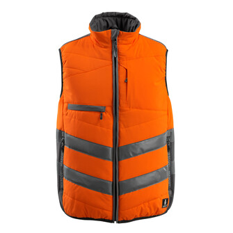 MASCOT® Grimsby Warnschutzweste, Fluoreszierend und mit schrägverlaufenden Reflexen, Zweifarbig, Atmungsaktiv, winddicht und wasserabweisend, Wattiert mit Polyesterfüllung, Verschluss mit Reißverschluss und inwendiger Wetterschutzleiste, Stehkragen