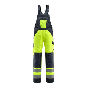 MASCOT® Latzhose Gosford, fluoreszierend, zweifarbig, dreifache Kappnähte an den Beinen und im Schritt, Hosenbeine sind ergonomisch geformt