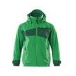 MASCOT® Hard Shell Jacke, Kinder, wasserdicht, Leichte Meterware. Winddicht und wasserabweisend. Nähte sind verklebt. Abnehmbare, gefütterte Kapuze mit Elastikeinsatz. Verschluss mit Reißverschluss und inwendiger Wetterschutzleiste. Vordertaschen mit Reißverschluss
