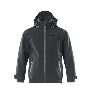 MASCOT® Hard Shell Jacke, Kinder, wasserdicht, Leichte Meterware. Winddicht und wasserabweisend. Nähte sind verklebt. Abnehmbare, gefütterte Kapuze mit Elastikeinsatz. Verschluss mit Reißverschluss und inwendiger Wetterschutzleiste. Vordertaschen mit Reißverschluss