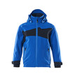 MASCOT® Hard Shell Jacke, Kinder, wasserdicht, Leichte Meterware. Winddicht und wasserabweisend. Nähte sind verklebt. Abnehmbare, gefütterte Kapuze mit Elastikeinsatz. Verschluss mit Reißverschluss und inwendiger Wetterschutzleiste. Vordertaschen mit Reißverschluss