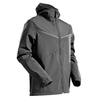 MASCOT® Customized Soft Shell Jacke mit Kapuze Soft Shell Jacke, Wasserabweisend und winddicht, damit Sie bei jedem Wetter Ihr Bestes geben können, Eng anliegende Kapuze, die den Kopfbewegungen folgt, Wasser- und schmutzabweisende Beschichtung, Hoher Anteil von recyceltem Polyester im Hauptmaterial