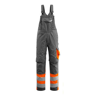 MASCOT® Safe Supreme Sunderland Latzhose, Strapazierfähige, dreifache Kappnähte an den Beinen und im Schritt verlängern die Lebensdauer des Produktes, Die Oberflächenbehandlung macht das Produkt schmutzabweisend und sorgt für hohe Sichtbarkeit, Einfaches Verlängern der Hose um 3cm, durch auftrennen der roten Naht auf der Innenseite