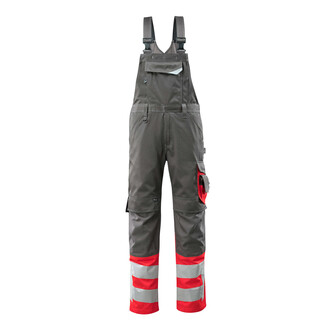 MASCOT® Safe Supreme Sunderland Latzhose, Strapazierfähige, dreifache Kappnähte an den Beinen und im Schritt verlängern die Lebensdauer des Produktes, Die Oberflächenbehandlung macht das Produkt schmutzabweisend und sorgt für hohe Sichtbarkeit, Einfaches Verlängern der Hose um 3cm, durch auftrennen der roten Naht auf der Innenseite