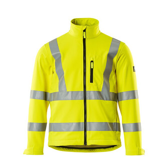 MASCOT® Safe Arctic Calgary Soft Shell Jacke, Atmungsaktiv, Fleece an der Innenseite, Mit Reißverschluss und Wetterschutzleiste innen, die den Wind abhält, Große Bewegungsfreiheit durch formgeschnittene Ärmel, Mit Klettverschluss regulierbare Manschetten, Regulierbarer Gummizug im Saum