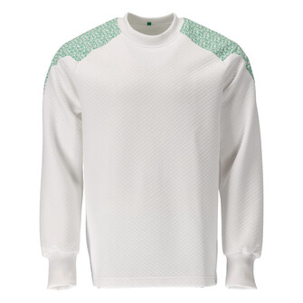 MASCOT® Food & Care Sweatshirt Sweatshirt, Das Produkt ist für Industriewäsche geeignet, Bei diesem Gewebe liegt Polyester auf der Außenseite für mehr Strapazierfähigkeit sowie Farbechtheit und Baumwolle auf der Innenseite für mehr Komfort, Einsetzen von Namensschildern sowie HF-Chip und UHF-Chip möglich, Die Nähte im Nacken sind mit einem weichem, gepolstertem Material verdeckt, so dass diese nicht stören, Das Produkt entspricht den HACCP-Prinzipien